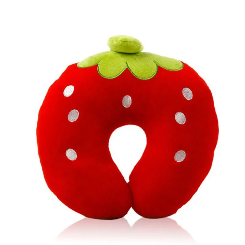 non-inflatable child travel pillow - Strawberry