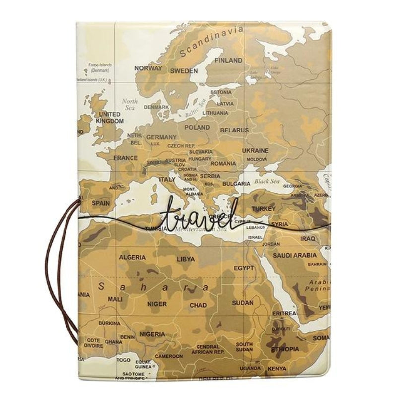 world map passport cover - Brown World Map