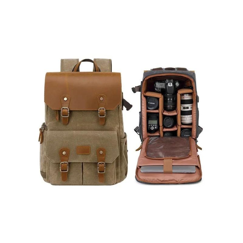 camera travel backpack - Khaki - Model 1