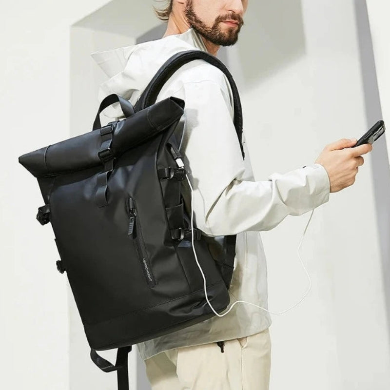 Water-Resistant Roll Top Backpack