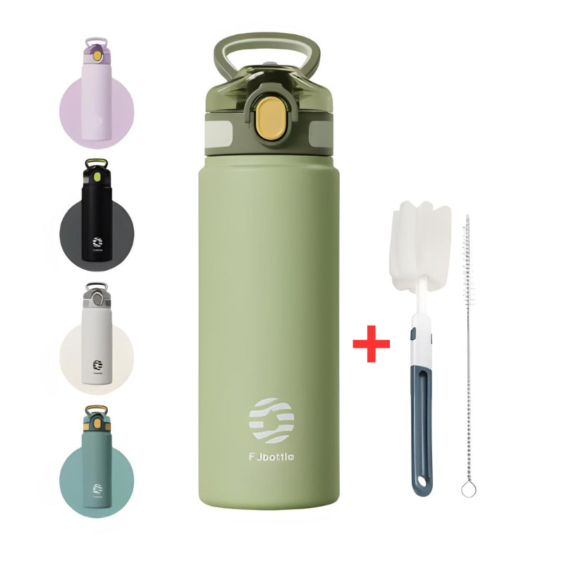Insulated Water Bottle with Built-In Straw