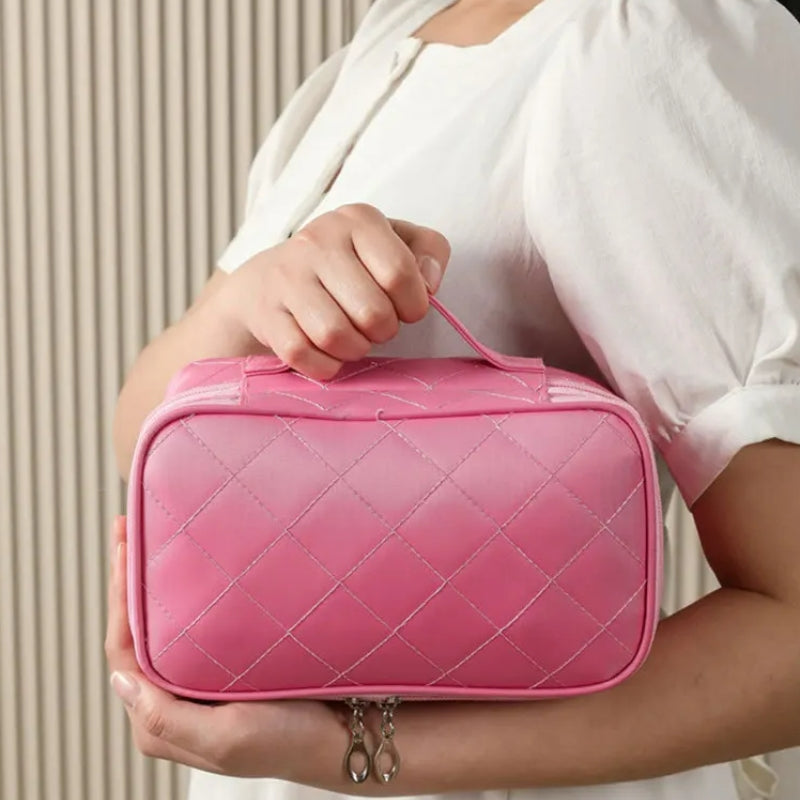 cosmetics toiletry bag held in hand - Black - Pink - Fuchsia