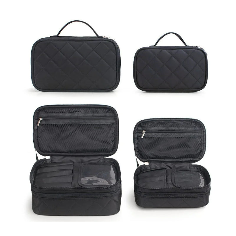cosmetics toiletry bag open compartment - Black - Pink - Fuchsia