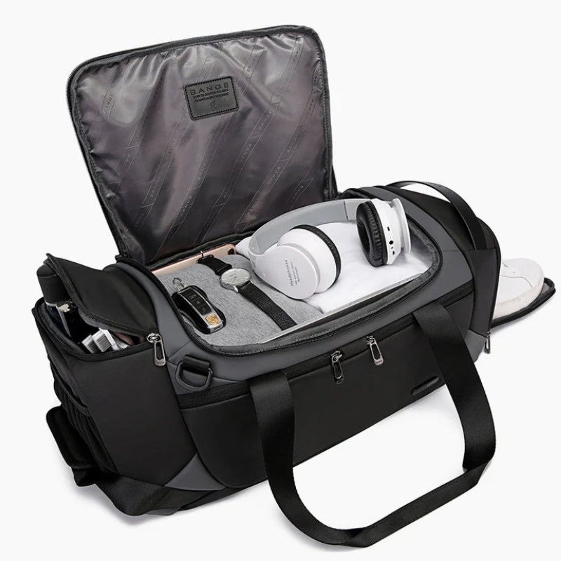 men's sports travel bag open compartment - Grey - Gray - Black