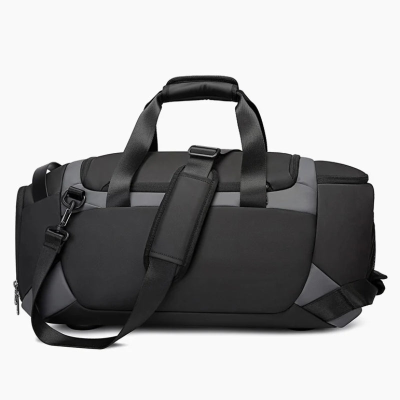men's sports travel bag side angle - Grey - Gray - Black