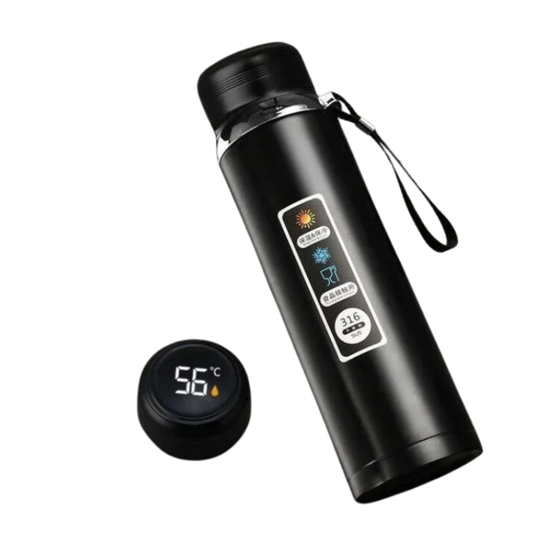 thermos with temperature close up temperature display - Grey - Gray - Red - Blue