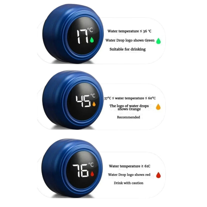 thermos with temperature three temperature displays - Grey - Gray - Red - Blue