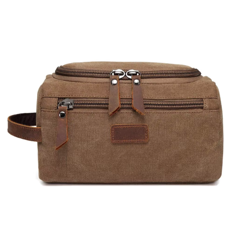 large toiletry bag for men - Marron