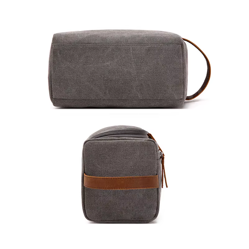 large toiletry bag for men two different angles - Blue - Black - Grey - Gray - Marron