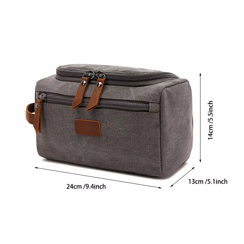 large toiletry bag for men close up zip closure - Blue - Black - Grey - Gray - Marron