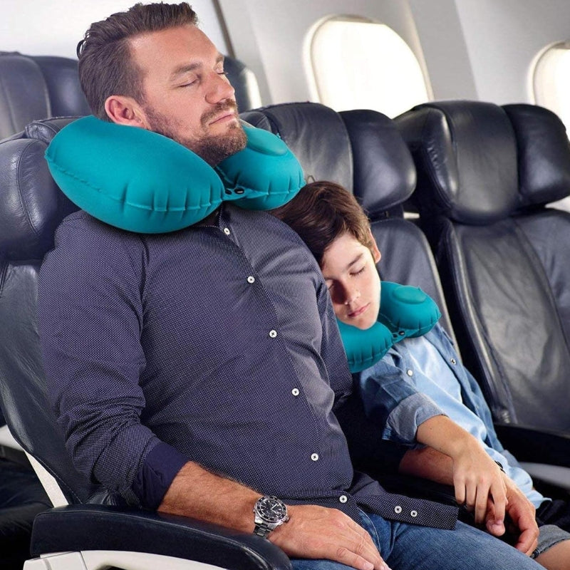 inflatable travel neck cushion - Blue - Navy Blue - Grey - Gray - Pink