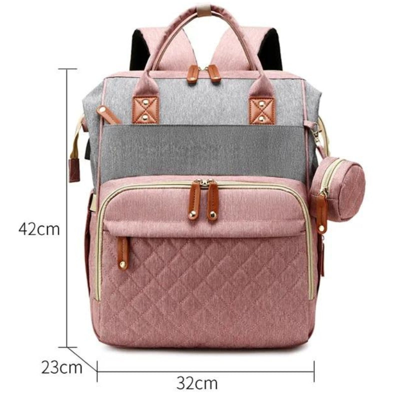 foldable baby changing bag close up dimensions - Black - Pink