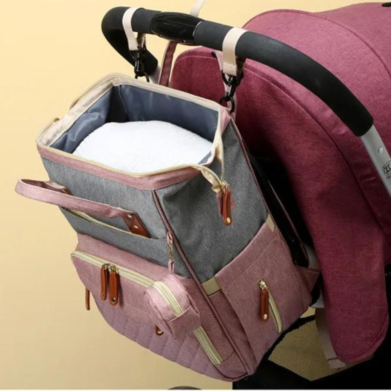 foldable baby changing bag open compartment - Black - Pink