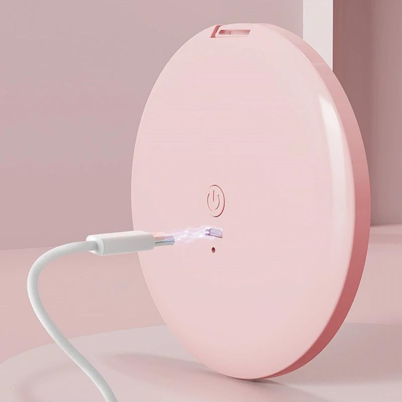 pocket mirror with led - White - Pink