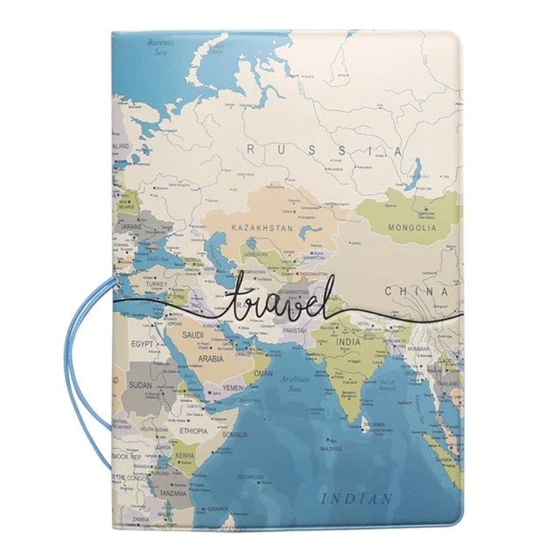 passport protector - Blue World Map