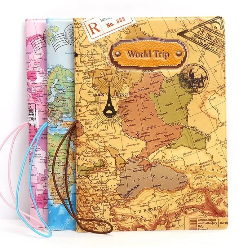 passport cover - Brown World Map - Dark Brown World Map - Sky Blue World Map - Light Blue World Map - Blue World Map - Pink World Map