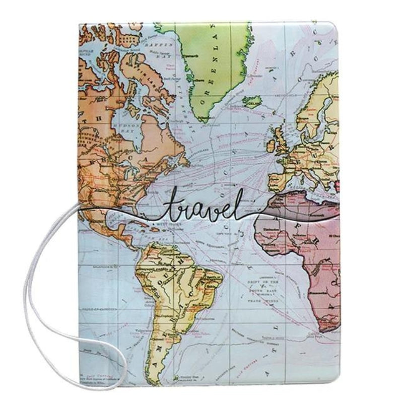 luxury passport protector - Light Blue World Map
