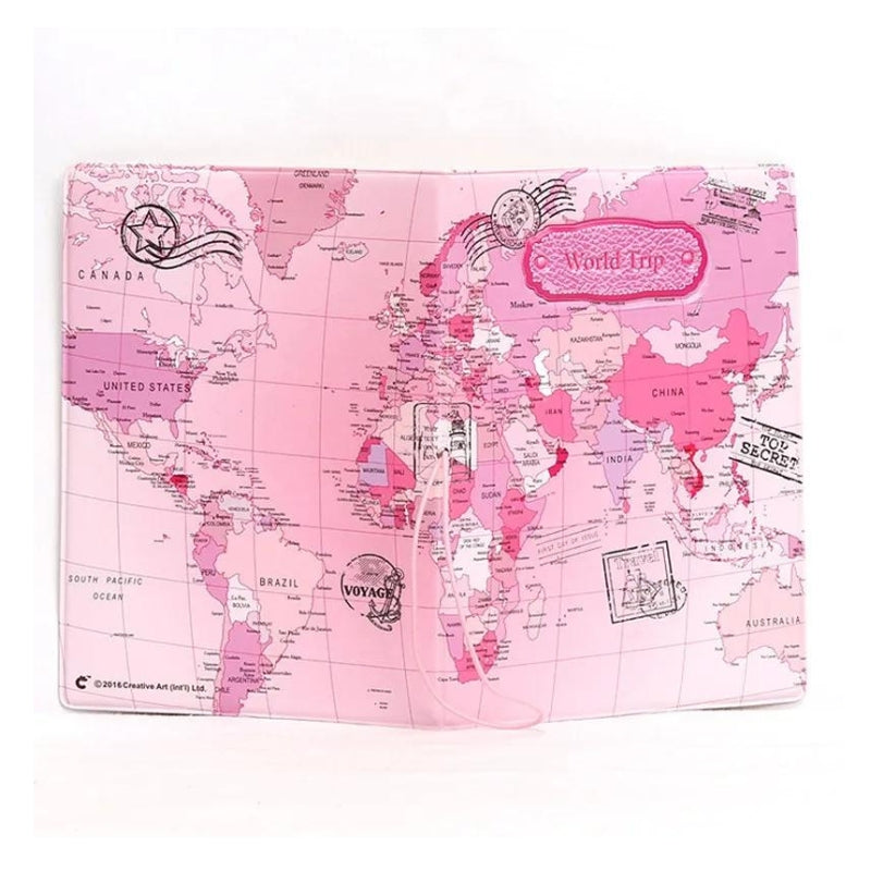 luxury passport holder - Brown World Map - Dark Brown World Map - Sky Blue World Map - Light Blue World Map - Blue World Map - Pink World Map