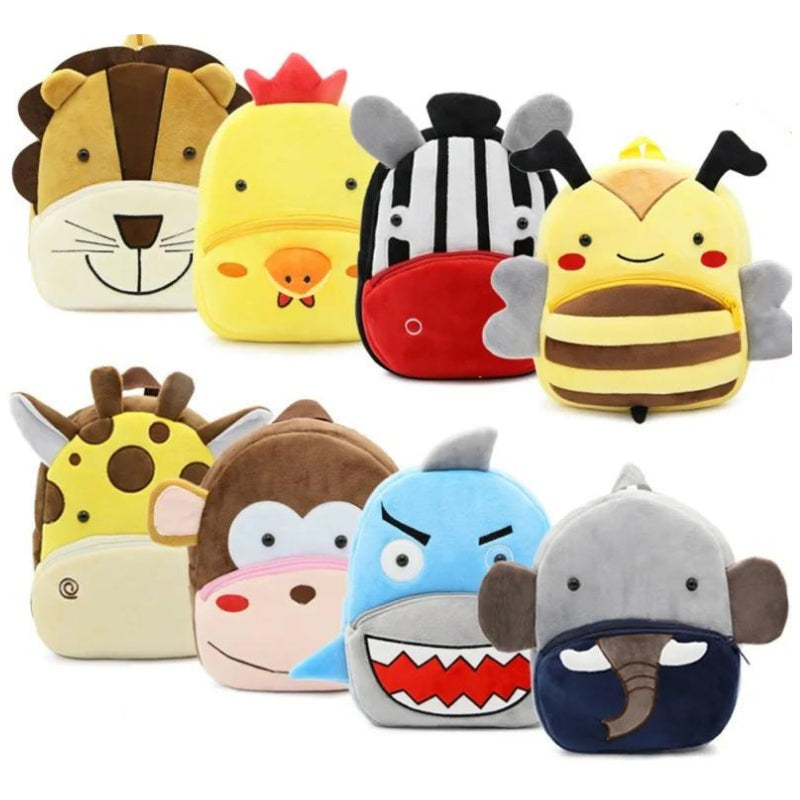 4 year old child backpack eight bags lined up - Purple Unicorn - Butterfly - Penguin - Giraffe - Elephant - Rabbit - Unicorn - Dinosaur - Lion - Bee - Monkey - Hedgehog - White Cat - Black Cat - Purple Owl - Ladybird - Shark - Panda - Sheep - Alpaca - Cat - Zebra - Ram - Puppy - Tiger - Brown Owl - Leopard - Crocodile Fish - Dog - Hippopotamus - Fox - Raccoon - Pink Flamingo - Cow