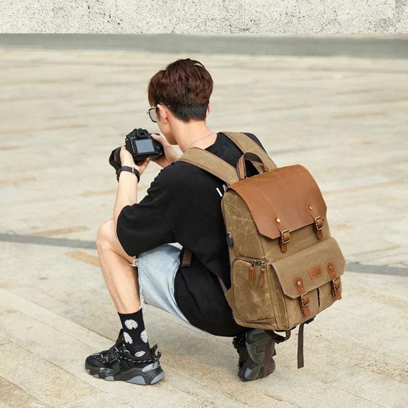 backpack for camera and laptop - Khaki - Grey - Gray - Green