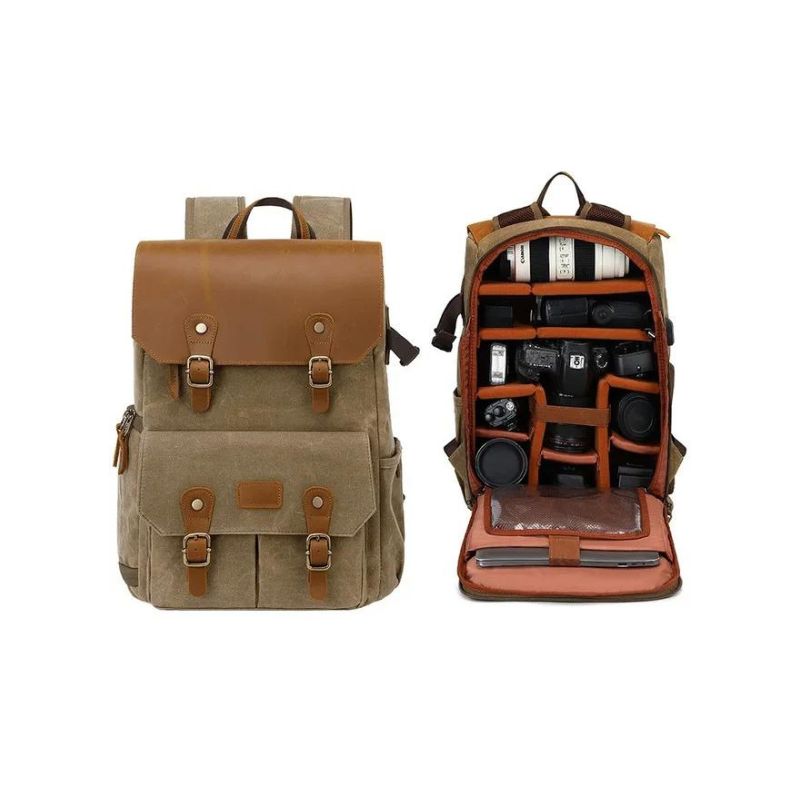 waterproof camera backpack - Khaki - Model 2