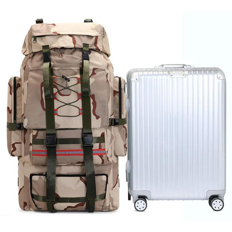 travel backpack men xxl close up of the bag - Green 130L - Black 130L - Grey Camouflage 130L - Gray Camouflage 130L - Beige 130L - Solid Green 130L - Green Camouflage 130L - Army Green Camouflage 130L