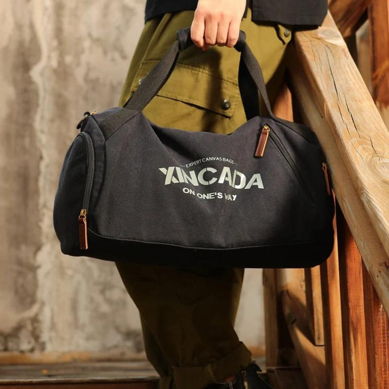 fabric travel bag - Black - Beige