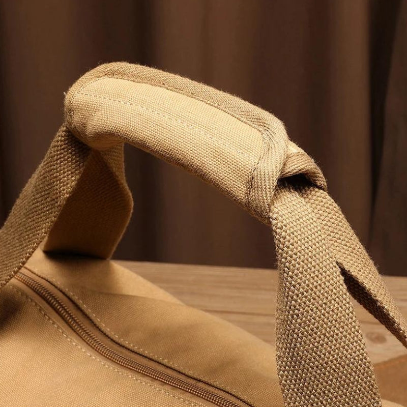 canvas travel bag close-up handle - Black - Beige