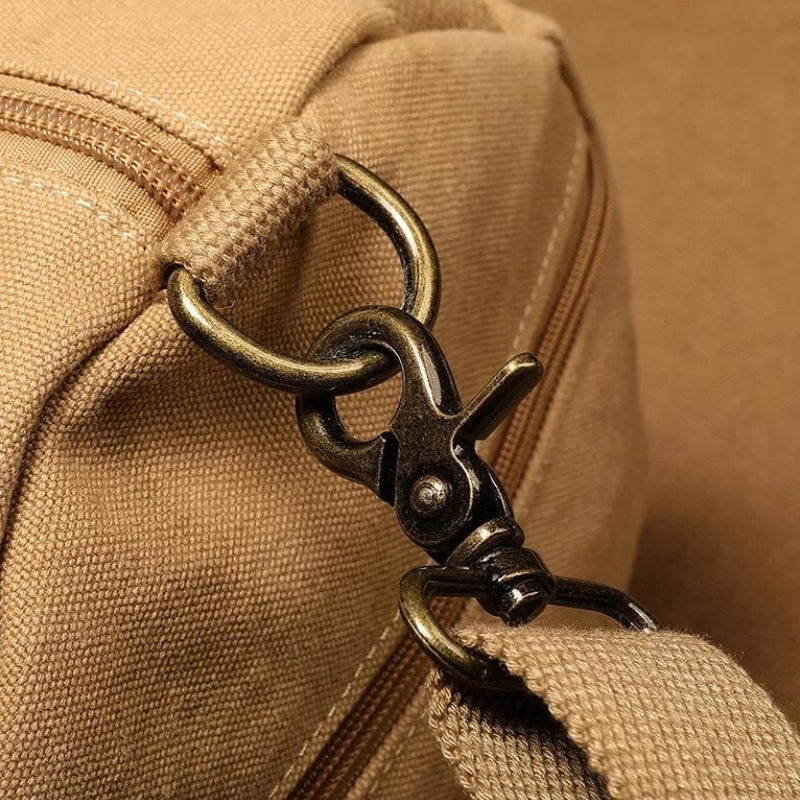canvas travel bag clasp detail - Black - Beige