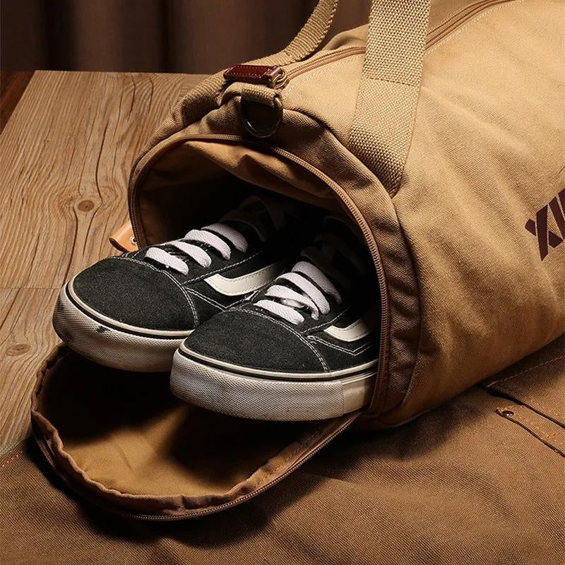 fabric travel bag for men - Black - Beige