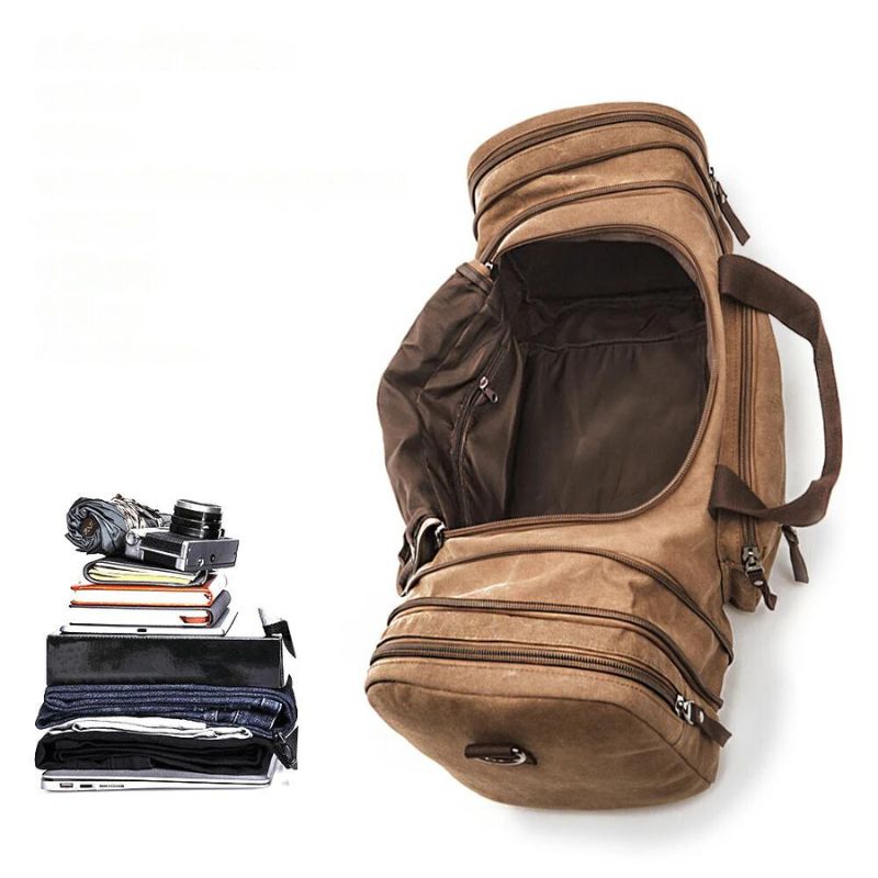 men's canvas travel bag - Coffee Brown - Green - Black - Dark Grey - Dark Gray - Beige