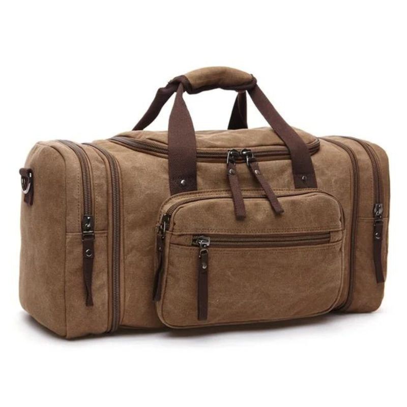 men's canvas travel bag - Coffee Brown