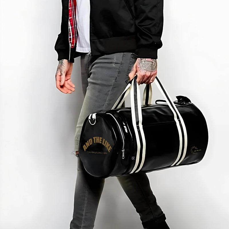 vintage men's pu sports bag carried by hand - Red - Black - Blue - Black and White - Black and Yellow - Green