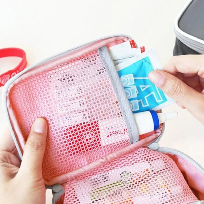 travel medication bag - Pink - Grey - Gray