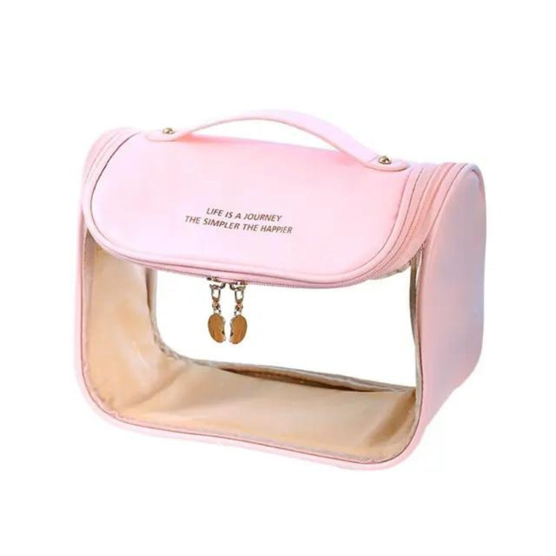 transparent women's toiletry bag - Pink