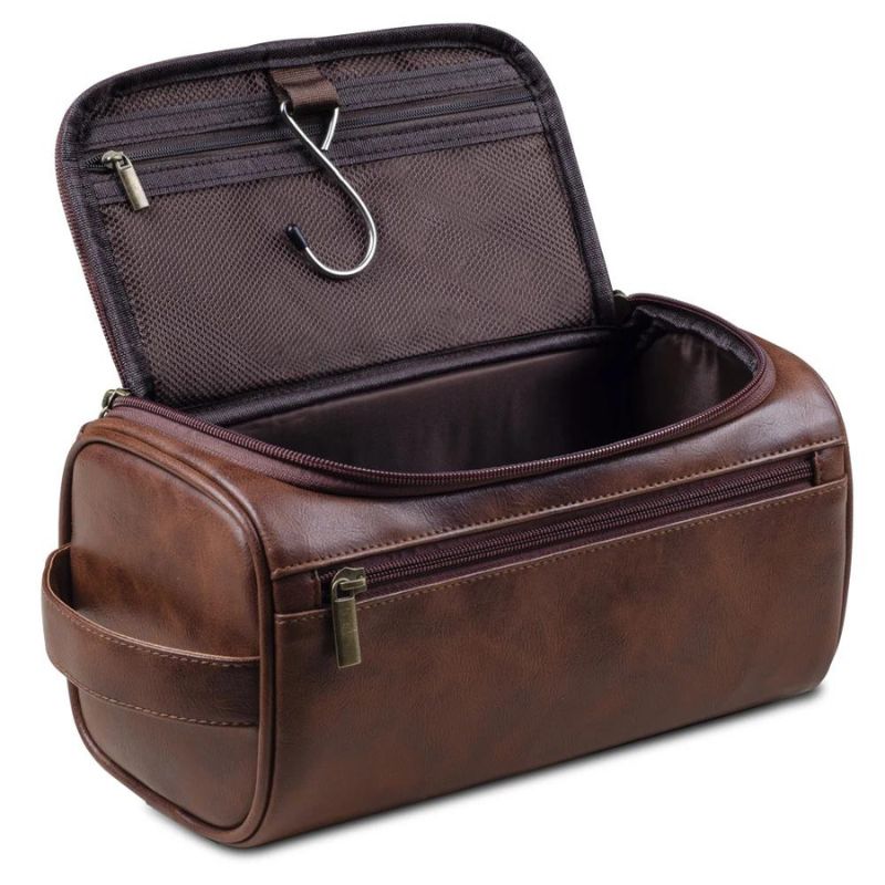 luxury leather men's toiletry bag - Brown - Black - Light Brown - Coffee Brown