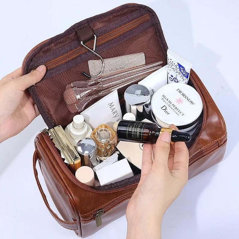 leather toiletry bag for men - Brown - Black - Light Brown - Coffee Brown
