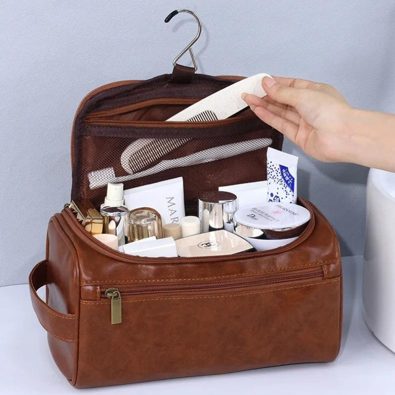 leather toiletry bag - Brown - Black - Light Brown - Coffee Brown