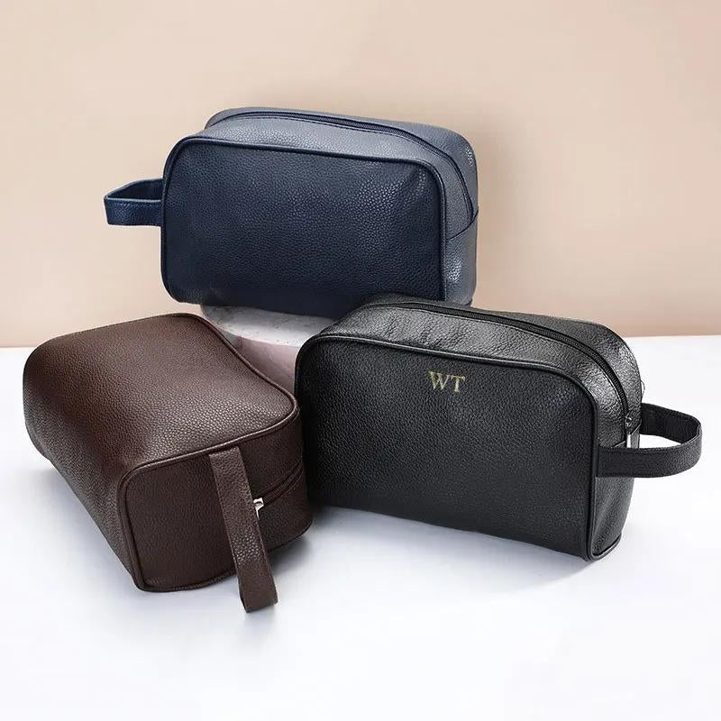 customizable leather pouch - Black - Brown - Blue